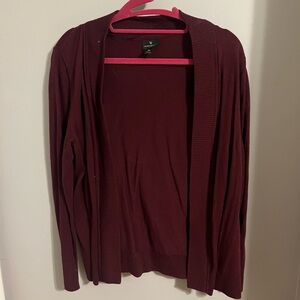 Plum Color Long Open Front Cardigan